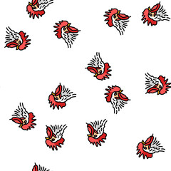 Fototapeta premium rooster animal zoo vector seamless pattern rooster animal zoo sign illustration