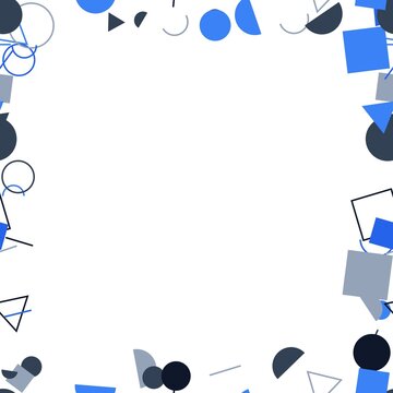 pattern bauhaus square Abstract Geometric Shapes Border Frame Design with Blue and Gray Circles Squares Triangles and Lines