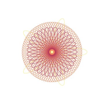 pattern guilloche square Intricate Geometric Flower Design with Red and Orange Lines