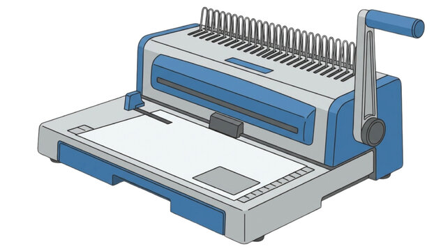 Manual spiral binding machine for office document binding isolated on white background.