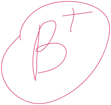 Magenta Hand-Drawn B Plus Grade Mark with Circle Transparent PNG