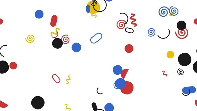 pattern organic horizontal Colorful Abstract Geometric Shapes and Swirls Scattered on a White Background Dynamic Playful Design Elements