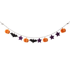 Obraz premium Halloween Decorative String with Pumpkins and Bats.