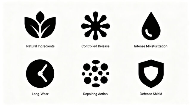 The natural plant extract repair flat icon combination is suitable for visualizing the selling points of skincare and beauty products, with long-lasting durability and strong protection.
