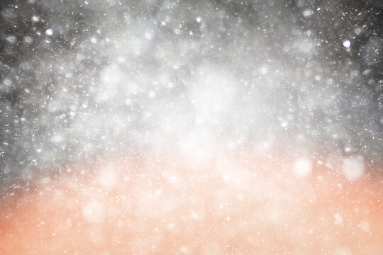 Background texture of falling snow, abstract snow background with white snowflakes