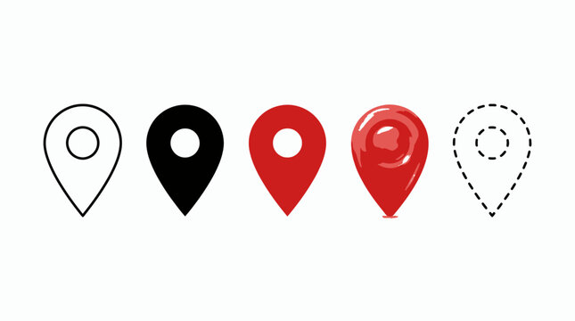 Location Pin Icon Set for Map Markers GPS and Navigation