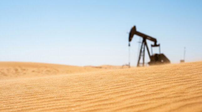 Oil energy crisis desert pumpjack sand dune