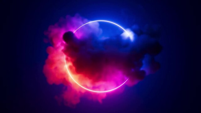Cyan circle glow border concept on the transparent background. alpha channel, seamless loop, abstract glowing neon line cyan color circular lens animation neon light. Motion graphics of border icon. 