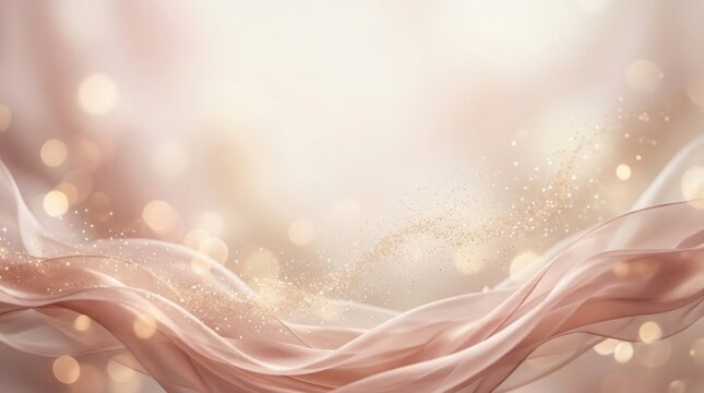 Abstract pink silk fabric background with golden bokeh