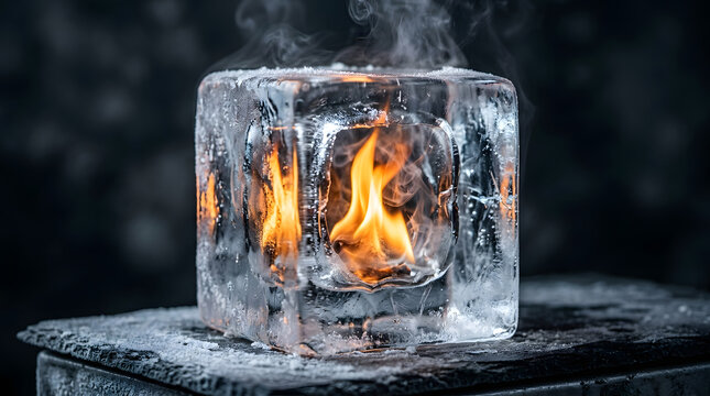 Fire inside an ice cube