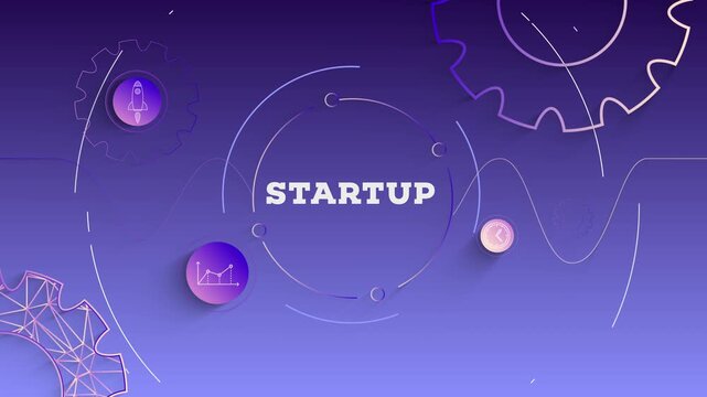 Infographic Start up Typography with Business Icons, Tech Elements Abstract Background