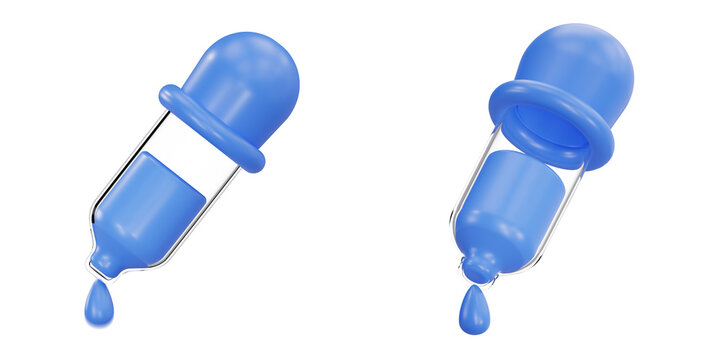 Blue eyedropper tool dropping a liquid color sample droplet