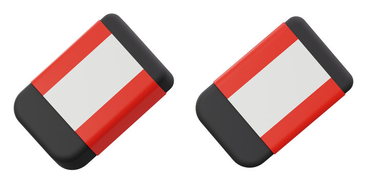 Rubber eraser tool with red sleeve for correcting drawing mistakes