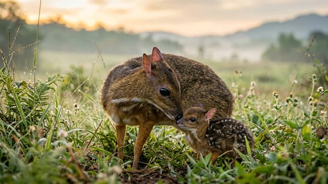 deer mouse with little one close up at morning light in yellowstone national park wyoming video