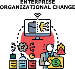 Obraz premium Enterprise undergoing organizational change. Implementing digital transformation and new business strategy while confronting financial pressure. Employee stress
