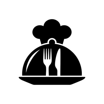 Chef serving food dish icon