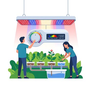 Hydroponic LED Grow Light with Customizable Light Spectrum Dial
