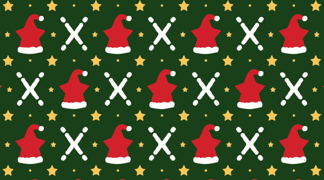 Vector template of santa costume mix Star pattern in wide space with flat clean shape design