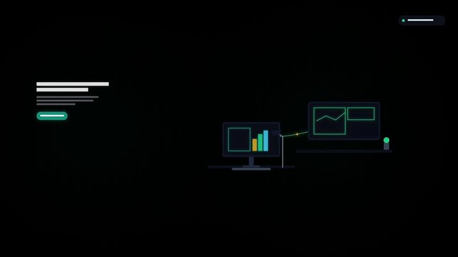 Digital data visualization showing business analytics on a dark background