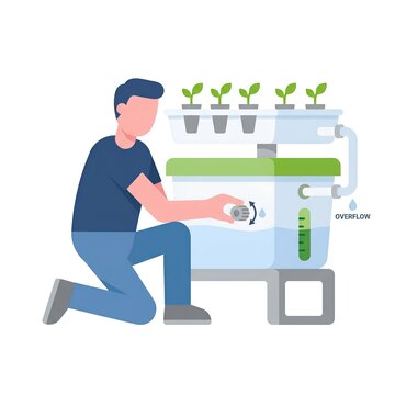 Seedling Hydroponic Pod with Nutrient Reservoir and Overflow Valve Adjustment for Plant Growth