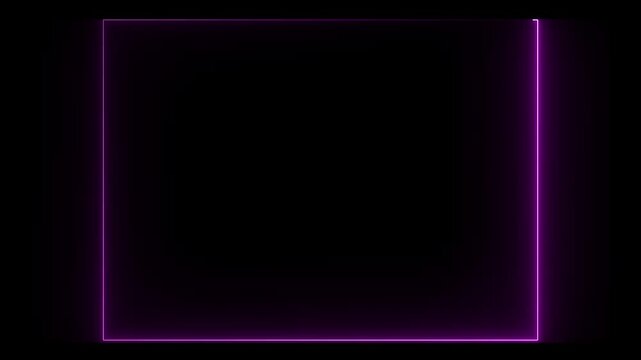 Abstract g neon glowing line photo frame, rectangle animated moving led light screen box