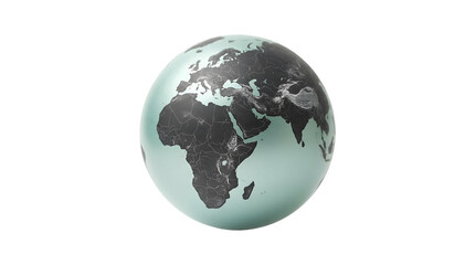Fototapeta premium Black and light green world globe as clean cutout