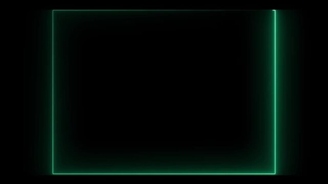 Neon light is moving around glowing lines rectangle frame, Text frame, picture frame on dark background.4k video