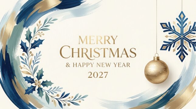 Merry christmas and happy new year 2027 greeting card design