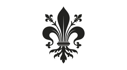 Elegant black fleur de lis symbol isolated on a white background. © love