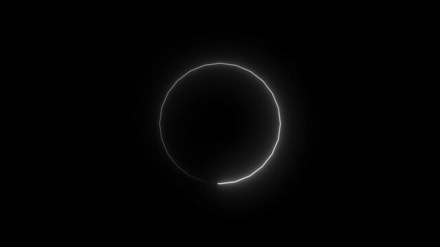 Glowing neon circle photo frame, pattern frame animation and seamless loop background.4k animation