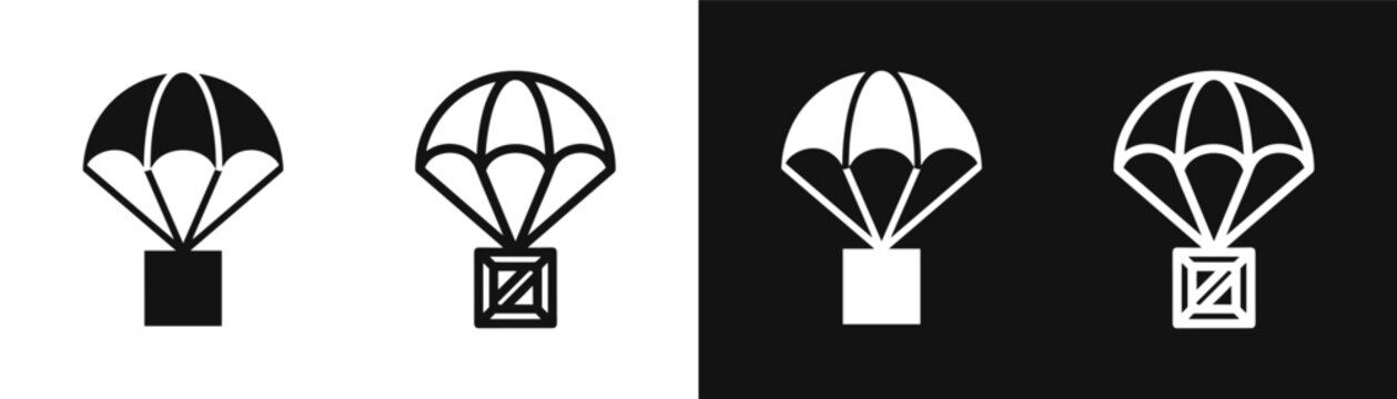 Parachute cargo delivery icon set vector illustration