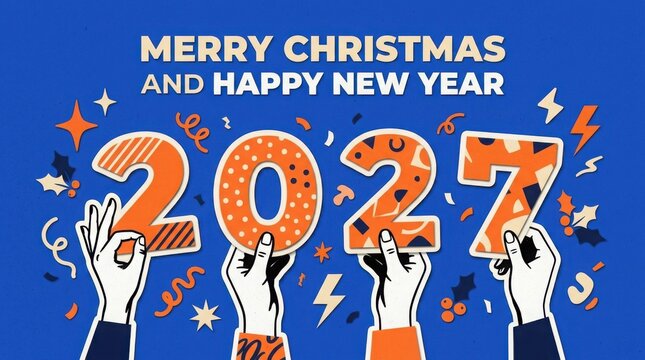 Merry christmas and happy new year 2027 banner vector art