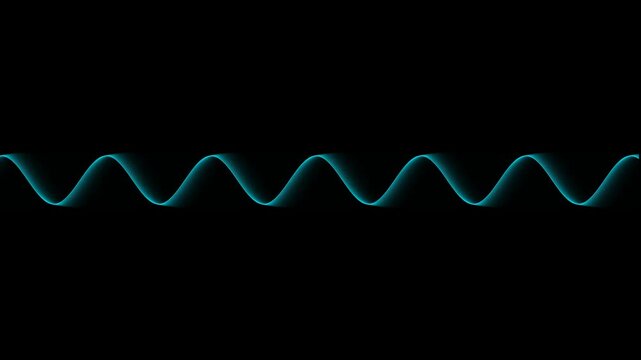 Continuous Cyan Wavy Sine Wave on a Deep Black Background