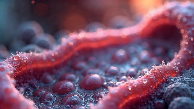 Medical 3D Animation of Red Blood Cells Inside Capillary Vessel Cross Section