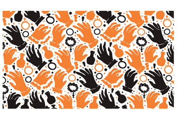 Fototapeta premium Shilhuette hallowen and hallowen icons spooky witch seamless pattern