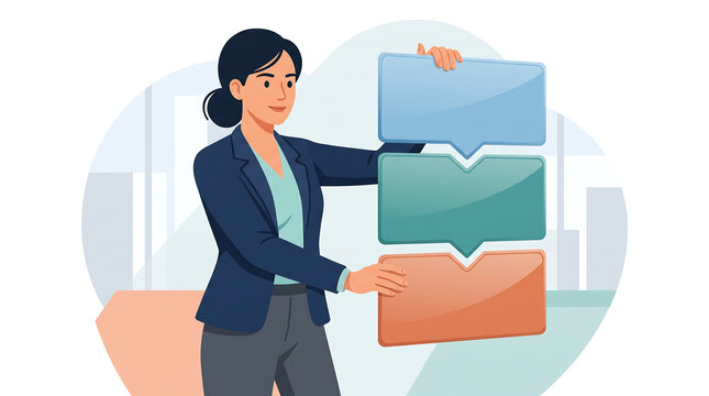 Business Approval Workflow Illustration with Professional Finalizing Project Authorization