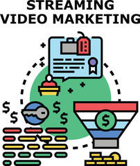 Fototapeta premium Streaming video marketing involves content creation, audience engagement, and lead generation, converting prospects into customers and maximizing financial growth