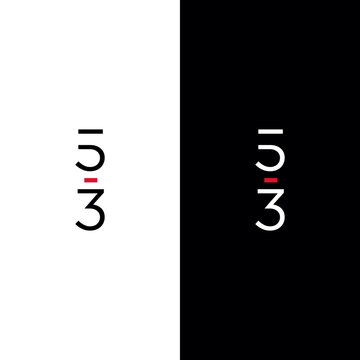 Minimalist Vertical 5 Minus 3 Mathematical Symbol on White and Black Backgrounds