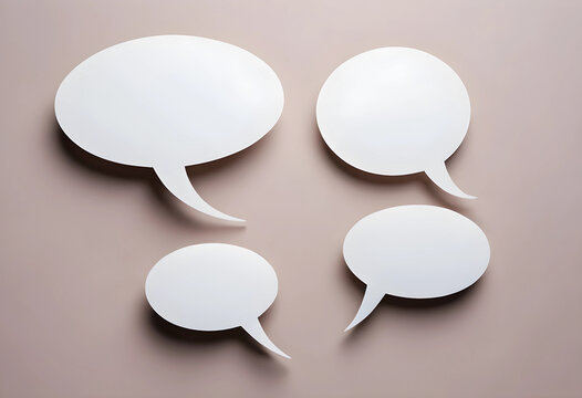 Communication and feedback concept, blank speech bubbles for social media messaging and customer service dialogue on a neutral background
