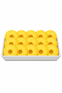 Vector illustration of pineapple slices in a plate