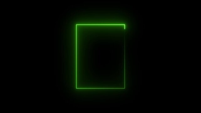 Green color neon rectangle frame illustration. Rectangle photo frame