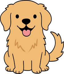 Fototapeta premium Hand Drawn Cute Happy Golden Retriever Dog Sitting Illustration