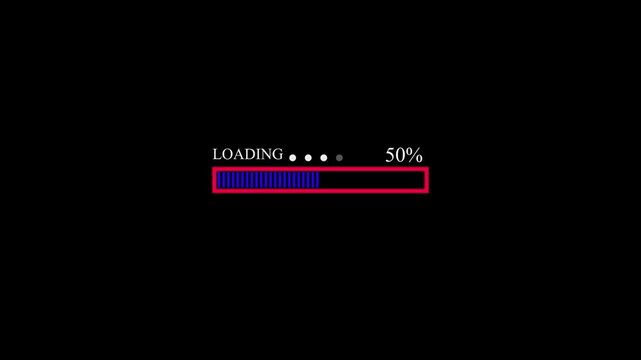 Loading Bar And  white data loading bar indicates animation,alpha channel.Pixel loading bar Animation video 4K