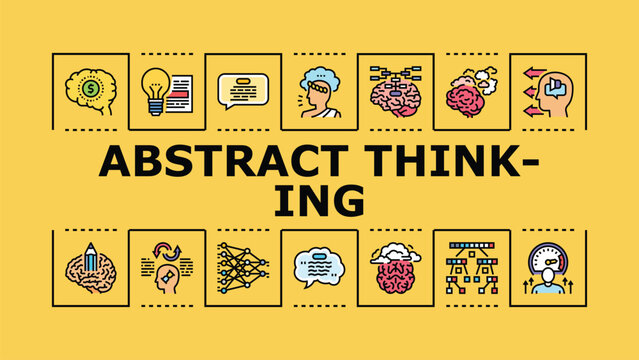Abstract thinking banner infographic. Inference concepts, deduction perception, abstraction insight icon vector illustration