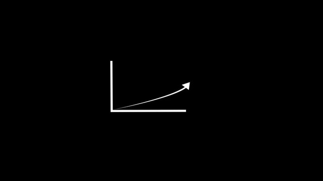 Hand drawn red brush arrow curving upward to the right on a background black animation. for emphasis in presentations, marketing videos, call to actions, the busnes arrow  or animated explainer conten