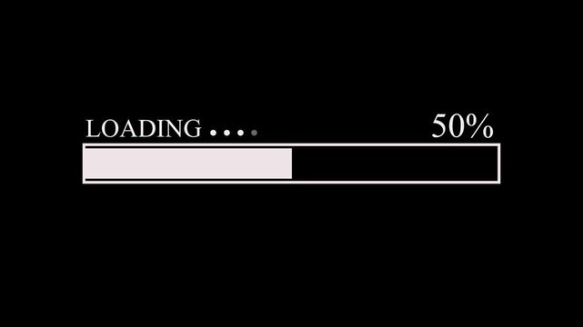 Loading Bar And  white data loading bar indicates animation,alpha channel.Pixel loading bar Animation video 4K