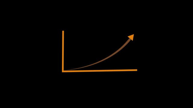 Hand drawn red brush arrow curving upward to the right on a background black animation. for emphasis in presentations, marketing videos, call to actions, the busnes arrow  or animated explainer conten