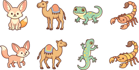 Obraz premium Collection of cute desert animals and dry climate wildlife