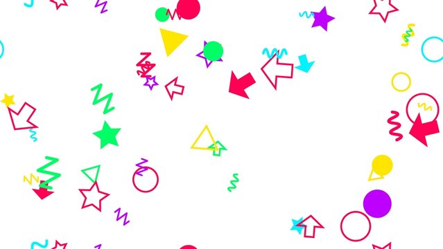 pattern confetti horizontal Colorful Confetti Falling Shapes Arrows Stars Circles Triangles Party Celebration Abstract Background