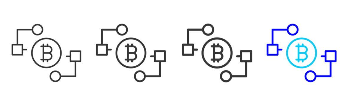 Blockchain Network Icon Collection Creative Outline Style for Cryptocurrency Blockchain Digital Assets Bitcoin Trading Finance Security Technology Vector Icon Set Pack